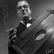 Anton Karas with zither portrait