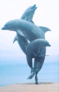 Dolphins statue (3D wobble gif). Puerto Vallarta, Mexico.