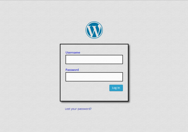Custom login page. The textboxes have not been clicked, but are clearly visible.